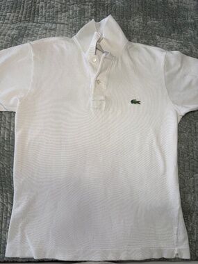 Vintage Lacoste Polo Shirt Size 3 White Cotton Short Sleeve Preppy